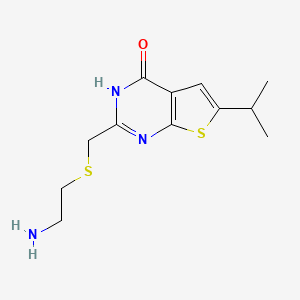 molecular formula C12H17N3OS2 B6590604 2-(((2-aminoethyl)thio)methyl)-6-isopropylthieno[2,3-d]pyrimidin-4(3H)-one CAS No. 1144454-29-4