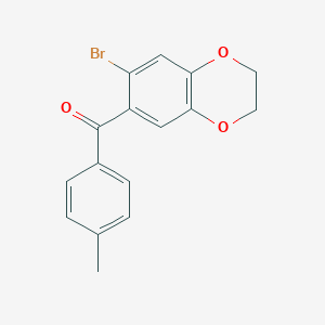 molecular formula C16H13BrO3 B065911 (7-Bromo-2,3-dihydro-1,4-benzodioxin-6-yl)(4-methylphenyl)methanone CAS No. 175136-42-2