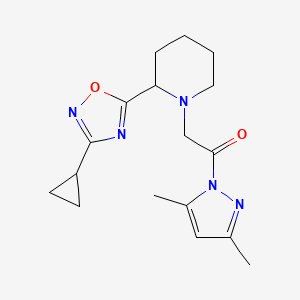 molecular formula C17H23N5O2 B6591223 2-(3-cyclopropyl-1,2,4-oxadiazol-5-yl)-1-[2-(3,5-dimethyl-1H-pyrazol-1-yl)-2-oxoethyl]piperidine CAS No. 1325305-97-2