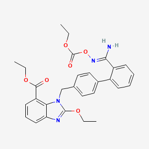 ethyl 2-ethoxy-3-[[4-[2-[(Z)-N'-ethoxycarbonyloxycarbamimidoyl]phenyl]phenyl]methyl]benzimidazole-4-carboxylate