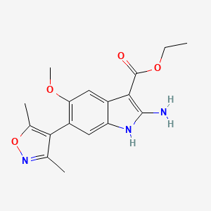 molecular formula C17H19N3O4 B6591803 Ethyl 2-amino-6-(3,5-dimethylisoxazol-4-yl)-5-methoxy-1H-indole-3-carboxylate CAS No. 1627721-54-3