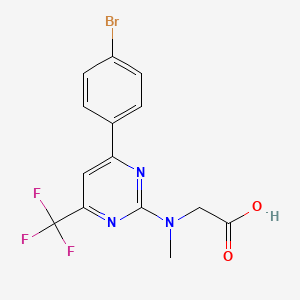 molecular formula C14H11BrF3N3O2 B6591968 N-[6-(4-Bromophenyl)-4-(trifluoromethyl)pyrimidin-2-yl]-N-methylglycine CAS No. 1820603-91-5