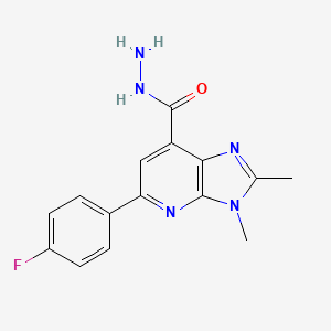 molecular formula C15H14FN5O B6591990 5-(4-Fluorophenyl)-2,3-dimethyl-3H-imidazo-[4,5-b]-pyridine-7-carbohydrazide CAS No. 1820604-55-4
