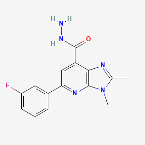 molecular formula C15H14FN5O B6592008 5-(3-fluorophenyl)-2,3-dimethyl-3H-imidazo-[4,5-b]-pyridine-7-carbohydrazide CAS No. 1820609-08-2