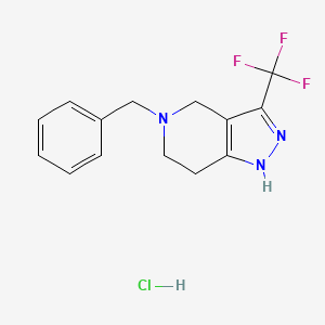 molecular formula C14H15ClF3N3 B6592150 5-Benzyl-4,5,6,7-tetrahydro-3-(trifluoromethyl)pyrazolo-[4,3-c]-pyridine hydrochloride CAS No. 1820711-55-4