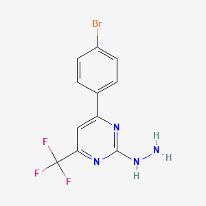 molecular formula C11H8BrF3N4 B6592156 6-(4-Bromophenyl)-2-hydrazino-4-(trifluoromethyl)pyrimidine CAS No. 1820711-64-5
