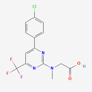 molecular formula C14H11ClF3N3O2 B6592163 N-[6-(4-Chlorophenyl)-4-(trifluoromethyl)pyrimidin-2-yl]-N-methylglycine CAS No. 1820711-69-0