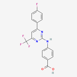 molecular formula C18H11F4N3O2 B6592245 N-[6-(4-Fluorophenyl)-4-(trifluoromethyl)pyrimidin-2-yl]-4-aminobenzoic acid CAS No. 1845693-82-4