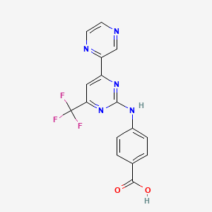 molecular formula C16H10F3N5O2 B6592272 N-[6-(1,4-Pyrazin-2-yl)-3-(trifluoromethyl)pyrimidin-2-yl]-4-aminobenzoic acid CAS No. 1845713-78-1