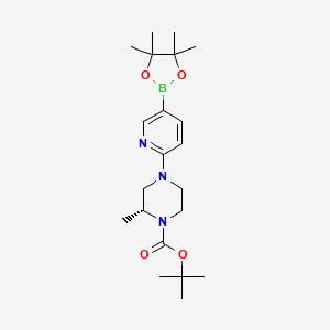 molecular formula C21H34BN3O4 B6592767 (R)-tert-Butyl 2-methyl-4-(5-(4,4,5,5-tetramethyl-1,3,2-dioxaborolan-2-yl)pyridin-2-yl)piperazine-1-carboxylate CAS No. 2414150-38-0