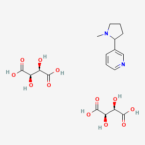 molecular formula C10H16N2(C4H5O6)2<br>C10H14N2. 2C4H6O6<br>C18H26N2O12 B6592880 Nicotine Bi-L-(+)-tartrate Dihydrate CAS No. 65-31-6; 3275-73-8; 6550-19-2