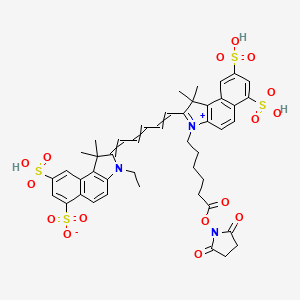 2-[5-[3-[6-(2,5-Dioxopyrrolidin-1-yl)oxy-6-oxohexyl]-1,1-dimethyl-6,8-disulfobenzo[e]indol-3-ium-2-yl]penta-2,4-dienylidene]-3-ethyl-1,1-dimethyl-8-sulfobenzo[e]indole-6-sulfonate