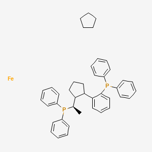 molecular formula C42H46FeP2 B6593444 环戊烷；[2-[2-[(1R)-1-二苯基膦基乙基]环戊基]苯基]-二苯基膦；铁 CAS No. 565184-32-9