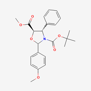 molecular formula C23H27NO6 B6593622 （4S，5R）-3-叔丁基-5-甲基-2-(4-甲氧苯基)-4-苯基恶唑烷二酮-3,5-二羧酸酯 CAS No. 670254-71-4