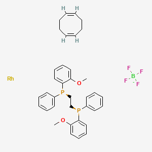 molecular formula C36H40BF4O2P2Rh- B6593690 (S,S)-(+)-1,2-双[(邻甲氧基苯基)(苯基)膦基]乙烷(1,5-环辛二烯)铑(I)四氟硼酸盐 CAS No. 71423-54-6