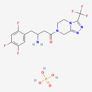 molecular formula C16H18F6N5O5P B6593822 3-氨基-1-(3-(三氟甲基)-5,6-二氢-[1,2,4]三唑并[4,3-a]嘧啶-7(8H)-基)-4-(2,4,5-三氟苯基)丁烷-1-酮磷酸盐 CAS No. 823817-57-8