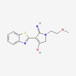 molecular formula C14H15N3O2S B6594104 5-amino-4-(1,3-benzothiazol-2-yl)-1-(2-methoxyethyl)-1,2-dihydro-3H-pyrrol-3-one CAS No. 919725-73-8