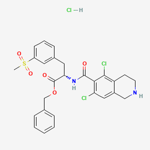 molecular formula C27H27Cl3N2O5S B6594509 Benzyl (S)-2-(5,7-dichloro-1,2,3,4-tetrahydroisoquinoline-6-carboxamido)-3-(3-(methylsulfonyl)phenyl)propanoate hydrochloride CAS No. 1194550-65-6