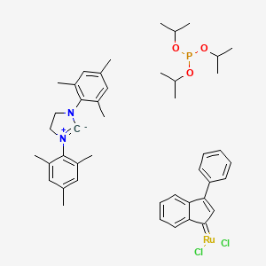 1,3-bis(2,4,6-trimethylphenyl)-4,5-dihydro-2H-imidazol-1-ium-2-ide;dichloro-(3-phenylinden-1-ylidene)ruthenium;tripropan-2-yl phosphite