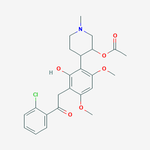 molecular formula C24H28ClNO6 B6594836 4-(3-(2-(2-Chlorophenyl)-2-oxoethyl)-2-hydroxy-4,6-dimethoxyphenyl)-1-methylpiperidin-3-yl acetate CAS No. 1415560-71-2