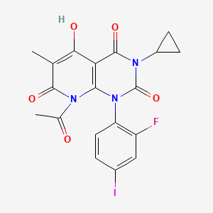 molecular formula C19H15FIN3O5 B6594901 8-acetyl-3-cyclopropyl-1-(2-fluoro-4-iodophenyl)-5-hydroxy-6-methylpyrido[2,3-d]pyrimidine-2,4,7(1H,3H,8H)-trione CAS No. 1431697-95-8