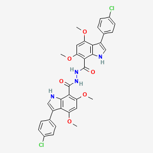 molecular formula C34H28Cl2N4O6 B6594932 1H-Indole-7-carboxylic acid, 3-(4-chlorophenyl)-4,6-dimethoxy-, 2-[[3-(4-chlorophenyl)-4,6-dimethoxy-1H-indol-7-yl]carbonyl]hydrazide CAS No. 1445801-61-5