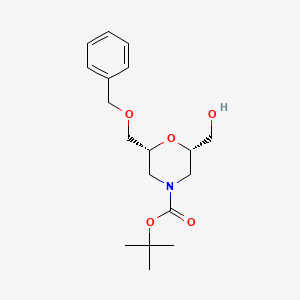 molecular formula C18H27NO5 B6594979 (2R,6S)-tert-butyl2-(benzyloxymethyl)-6-(hydroxymethyl)morpholine-4-carboxylate CAS No. 1581750-88-0