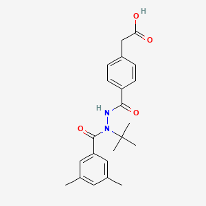 2-[4-[[Tert-butyl-(3,5-dimethylbenzoyl)amino]carbamoyl]phenyl]acetic acid