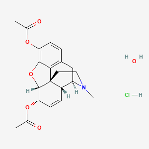 molecular formula C21H26ClNO6 B6595918 Heroin hydrochloride monohydrate CAS No. 5893-91-4