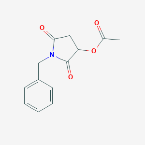 molecular formula C13H13NO4 B065963 1-Benzyl-2,5-dioxo-pyrrolidin-3-YL acetate CAS No. 173353-34-9