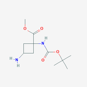 molecular formula C11H20N2O4 B6596637 methyl (1r,3r)-3-amino-1-{[(tert-butoxy)carbonyl]amino}cyclobutane-1-carboxylate, trans CAS No. 1781611-40-2