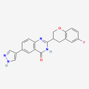 molecular formula C20H15FN4O2 B6597183 2-(6-fluoro-3,4-dihydro-2H-1-benzopyran-3-yl)-6-(1H-pyrazol-4-yl)-3,4-dihydroquinazolin-4-one CAS No. 1227360-28-2