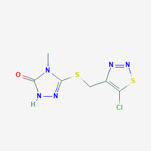 molecular formula C6H6ClN5OS2 B6598187 3-{[(5-chloro-1,2,3-thiadiazol-4-yl)methyl]sulfanyl}-4-methyl-4,5-dihydro-1H-1,2,4-triazol-5-one CAS No. 1249500-54-6