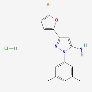 5-(5-bromofuran-2-yl)-2-(3,5-dimethylphenyl)-2,3-dihydro-1H-pyrazol-3-imine hydrochloride