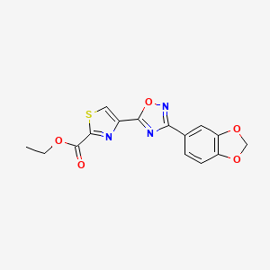 molecular formula C15H11N3O5S B6598559 ethyl 4-[3-(1,3-dioxaindan-5-yl)-1,2,4-oxadiazol-5-yl]-1,3-thiazole-2-carboxylate CAS No. 1803603-51-1