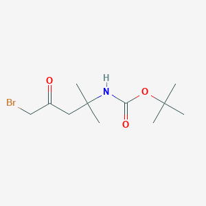 molecular formula C11H20BrNO3 B6598986 tert-butyl N-(5-bromo-2-methyl-4-oxopentan-2-yl)carbamate CAS No. 1566335-83-8
