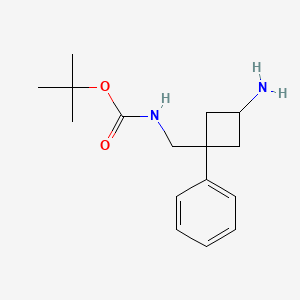 tert-butyl N-{[(1r,3r)-3-amino-1-phenylcyclobutyl]methyl}carbamate