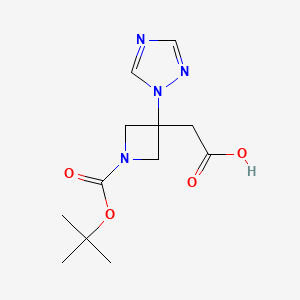 molecular formula C12H18N4O4 B6599212 2-{1-[(tert-butoxy)carbonyl]-3-(1H-1,2,4-triazol-1-yl)azetidin-3-yl}acetic acid CAS No. 1696123-35-9