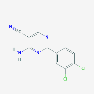 molecular formula C12H8Cl2N4 B6599551 4-amino-2-(3,4-dichlorophenyl)-6-methylpyrimidine-5-carbonitrile CAS No. 1711101-61-9
