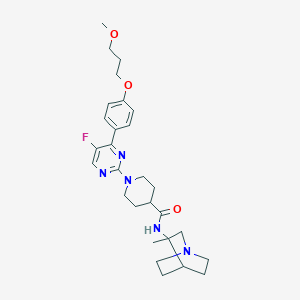 molecular formula C28H38FN5O3 B6599899 1-{5-fluoro-4-[4-(3-methoxypropoxy)phenyl]pyrimidin-2-yl}-N-{3-methyl-1-azabicyclo[2.2.2]octan-3-yl}piperidine-4-carboxamide CAS No. 1580437-19-9