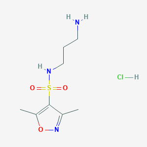 molecular formula C8H16ClN3O3S B6600204 N-(3-aminopropyl)-3,5-dimethyl-1,2-oxazole-4-sulfonamide hydrochloride CAS No. 1827894-21-2