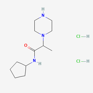 molecular formula C12H25Cl2N3O B6600212 N-cyclopentyl-2-(piperazin-1-yl)propanamide dihydrochloride CAS No. 2032594-88-8