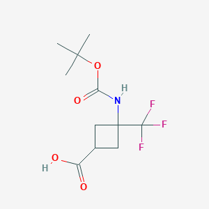 molecular formula C11H16F3NO4 B6600364 3-{[(tert-butoxy)carbonyl]amino}-3-(trifluoromethyl)cyclobutane-1-carboxylic acid, Mixture of diastereomers CAS No. 1993314-60-5