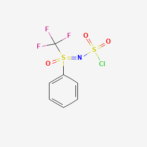 molecular formula C7H5ClF3NO3S2 B6600420 [(chlorosulfonyl)imino](phenyl)(trifluoromethyl)-lambda6-sulfanone CAS No. 2649055-23-0