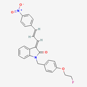 (3E)-1-{[4-(2-fluoroethoxy)phenyl]methyl}-3-[(2E)-3-(4-nitrophenyl)prop-2-en-1-ylidene]-2,3-dihydro-1H-indol-2-one