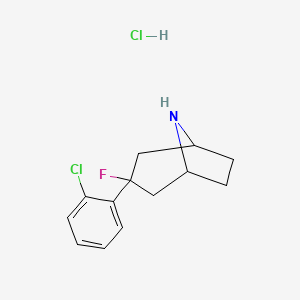 molecular formula C13H16Cl2FN B6600599 3-(2-chlorophenyl)-3-fluoro-8-azabicyclo[3.2.1]octane hydrochloride CAS No. 1803587-14-5