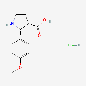 molecular formula C12H16ClNO3 B6600695 rac-(2R,3S)-2-(4-methoxyphenyl)pyrrolidine-3-carboxylic acid hydrochloride, cis CAS No. 1955548-73-8