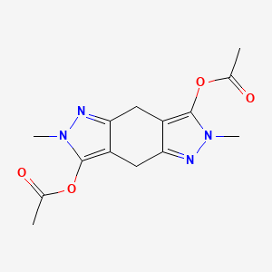 molecular formula C14H16N4O4 B6601000 7-(acetyloxy)-2,6-dimethyl-2H,4H,6H,8H-pyrazolo[3,4-f]indazol-3-yl acetate CAS No. 69748-08-9