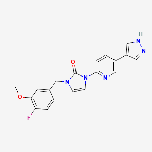 molecular formula C19H16FN5O2 B6602095 1-[(4-fluoro-3-methoxyphenyl)methyl]-3-[5-(1H-pyrazol-4-yl)pyridin-2-yl]-2,3-dihydro-1H-imidazol-2-one CAS No. 1965298-25-2