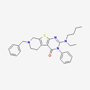 molecular formula C28H32N4OS B6602107 11-benzyl-5-[butyl(ethyl)amino]-4-phenyl-8-thia-4,6,11-triazatricyclo[7.4.0.0,2,7]trideca-1(9),2(7),5-trien-3-one CAS No. 2137718-92-2